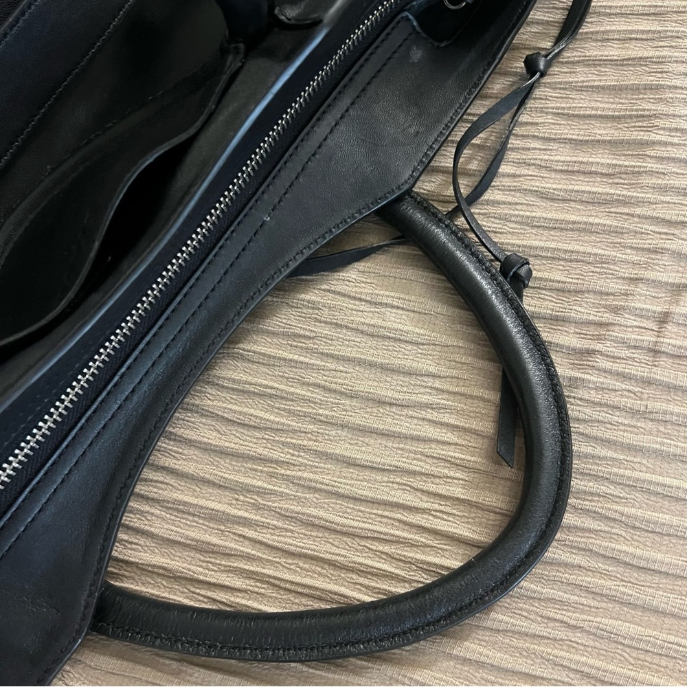 Black Leather Handbag Satchel - Picture 13 of 16